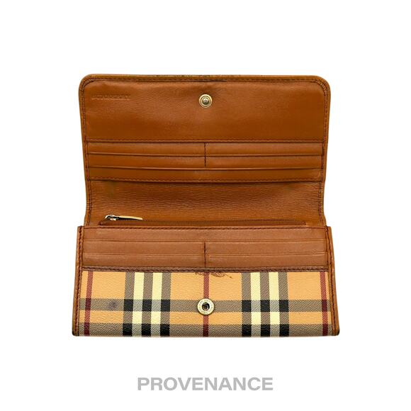 🔴 Burberry Long Snap Wallet - Haymarket Check Brown - Picture 5 of 12